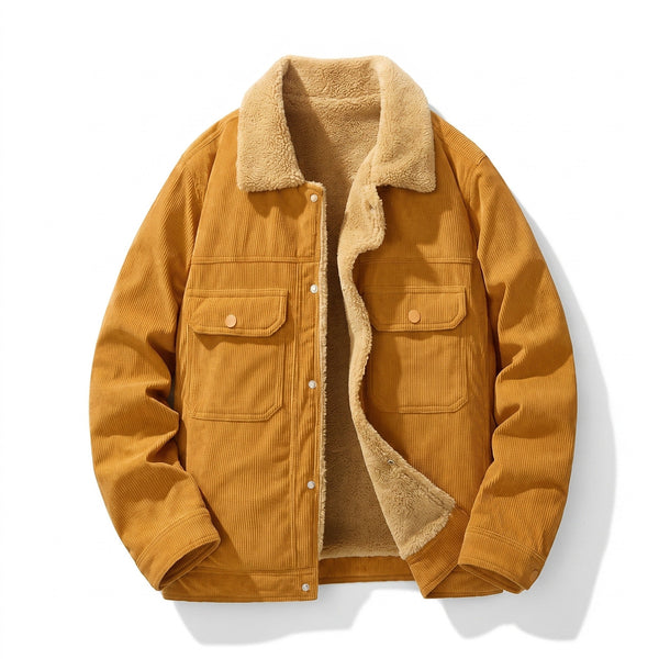 Men's Sherpa Lined Corduroy Shirt Jacket, Button Up