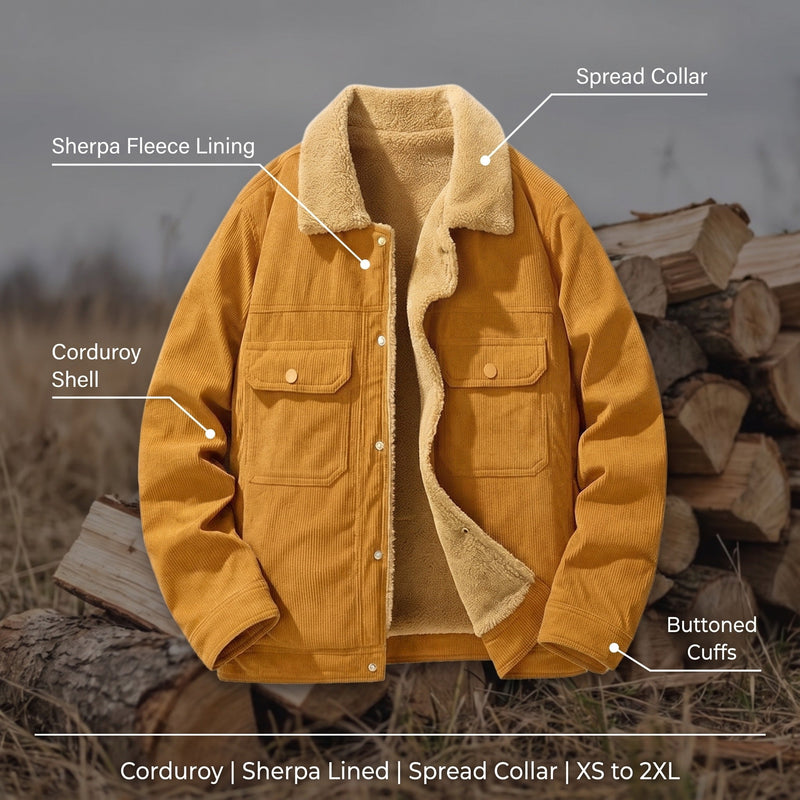 Men's Sherpa Lined Corduroy Shirt Jacket, Button Up - product view 2 | Buffalo Gears