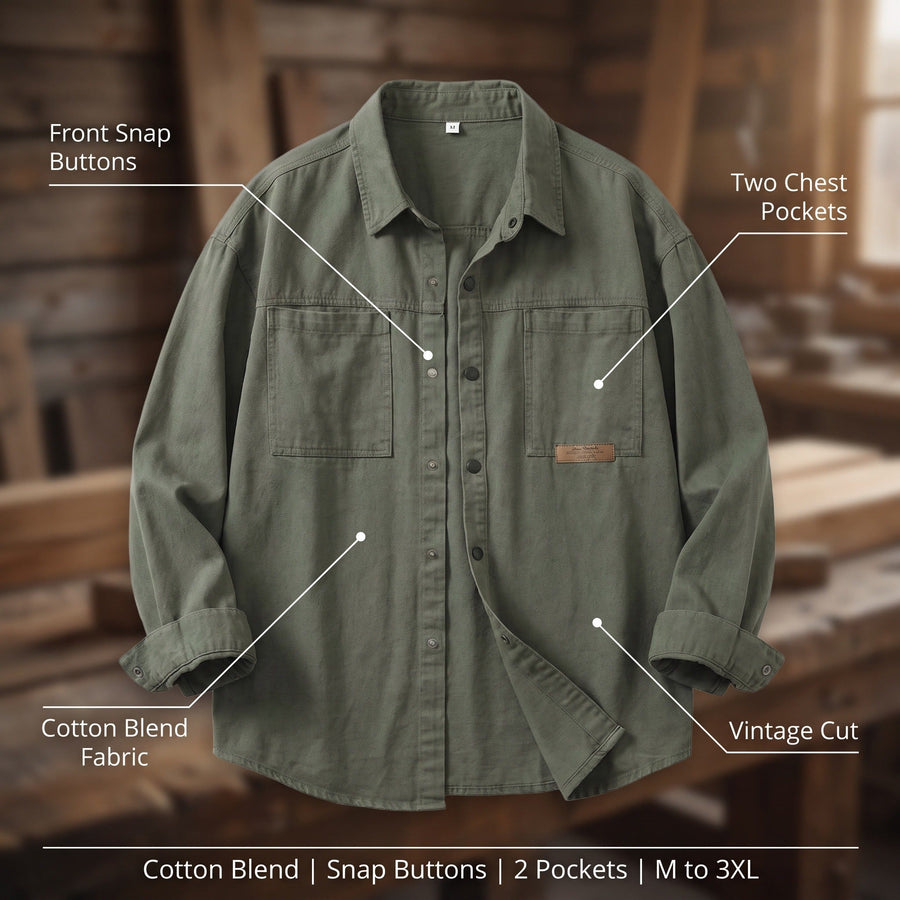 Men's Snap Button Cotton Work Shirt with Chest Pockets - product view 2 | Buffalo Gears