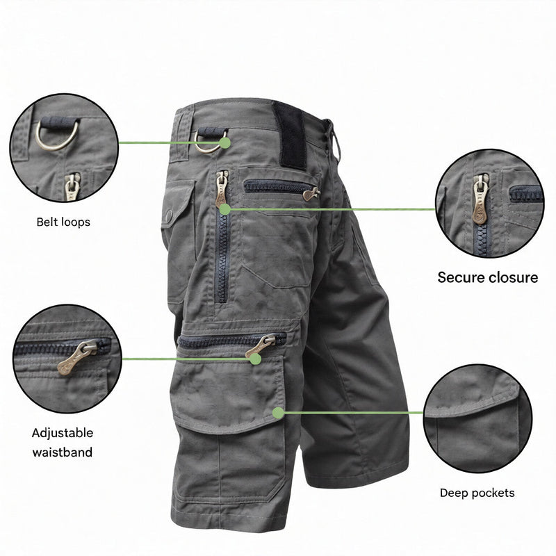 Men's Stretch Cargo Shorts with Quick-Dry Zip Pockets - product view 2 | Buffalo Gears
