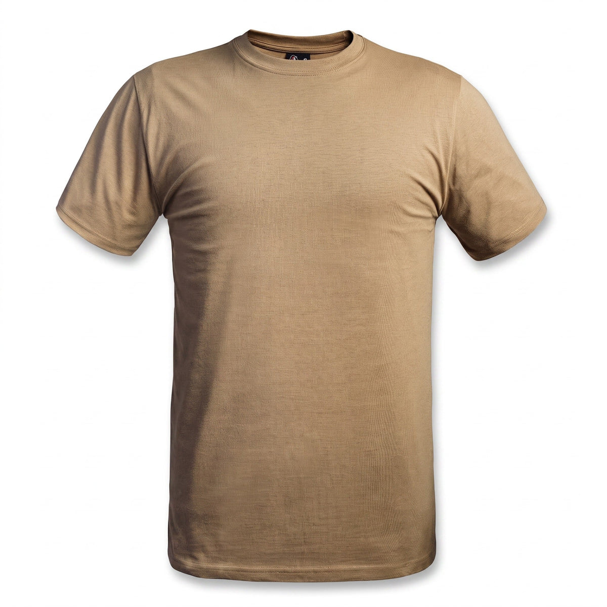 Men's Tan Cotton Military T-Shirt, Short Sleeve - product view 1 | Buffalo Gears