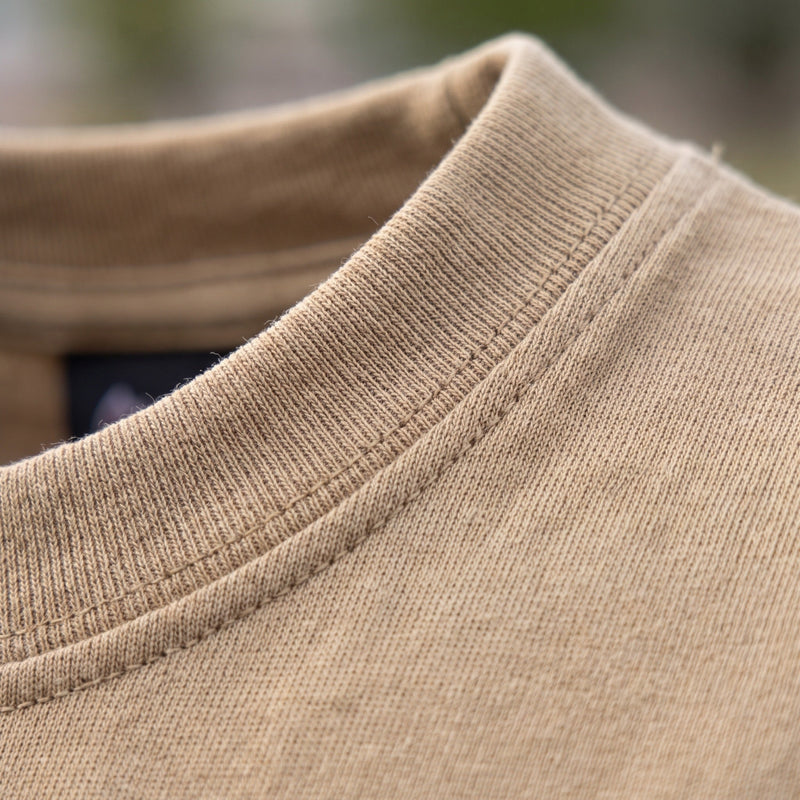 Men's Tan Cotton Military T-Shirt, Short Sleeve - product view 4 | Buffalo Gears