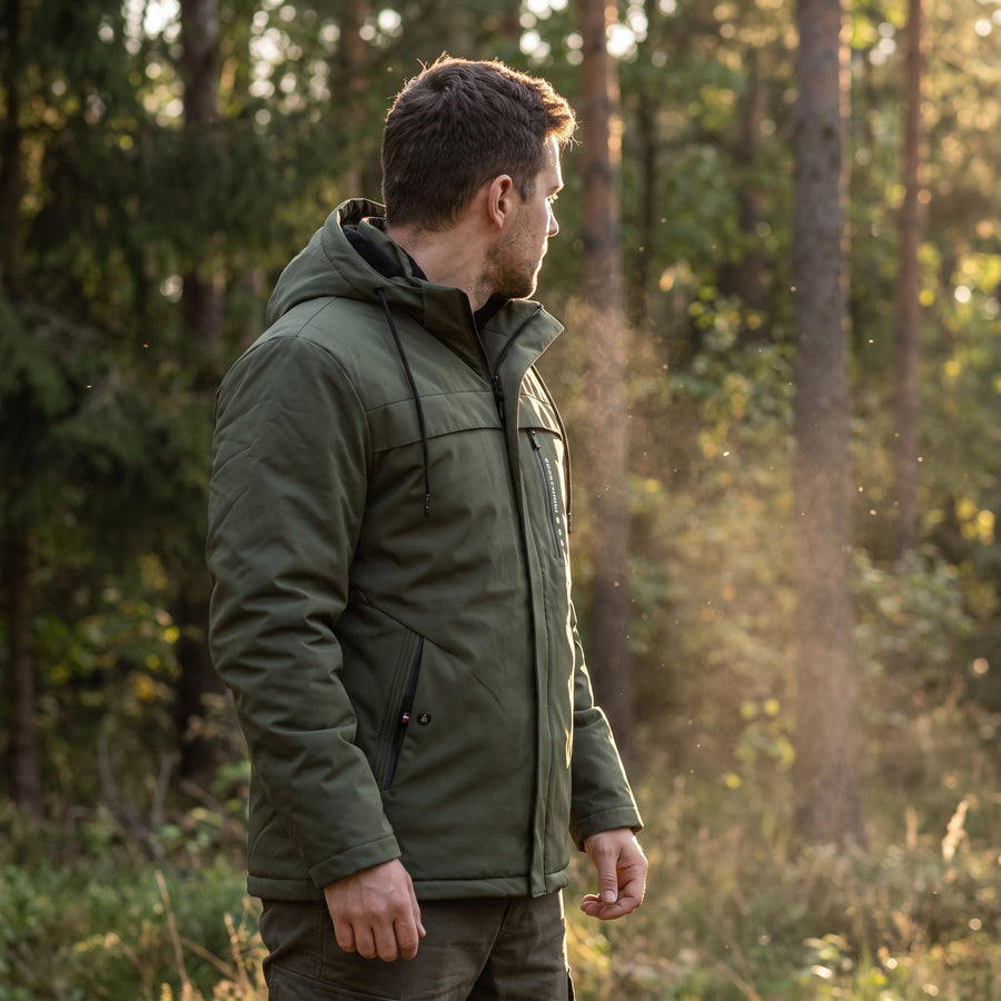 Men's Thick Padded Winter Jacket with Built In Hood - product view 3 | Buffalo Gears