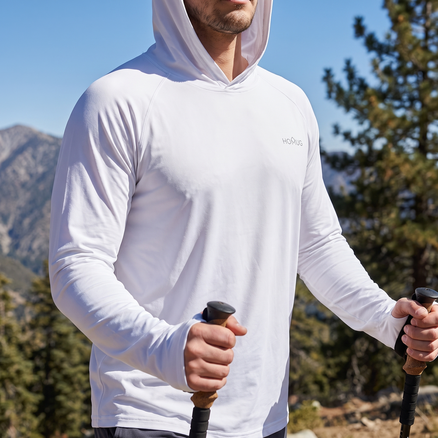Men's UPF 50+ Hooded Sun Shirt for Hiking Trails - product view 3 | Buffalo Gears