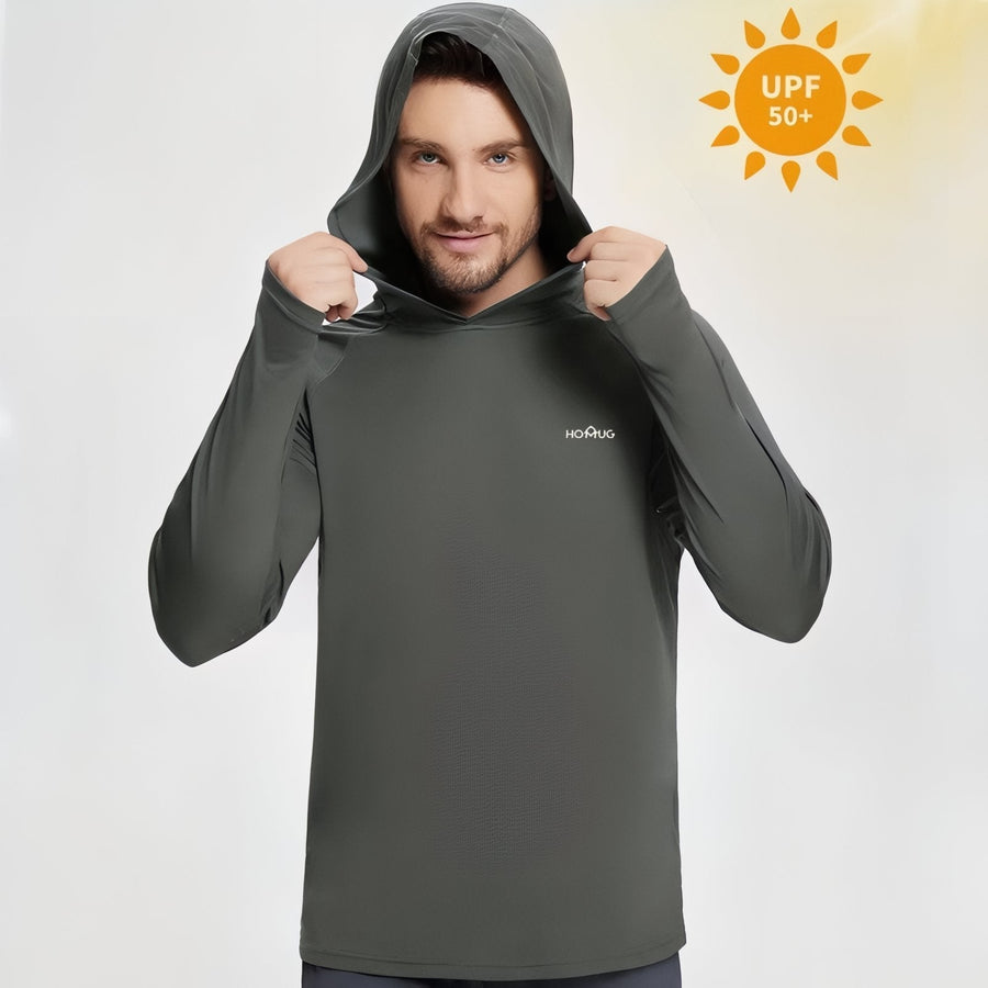 Men's UPF 50+ Hooded Sun Shirt for Hiking Trails - product view 6 | Buffalo Gears