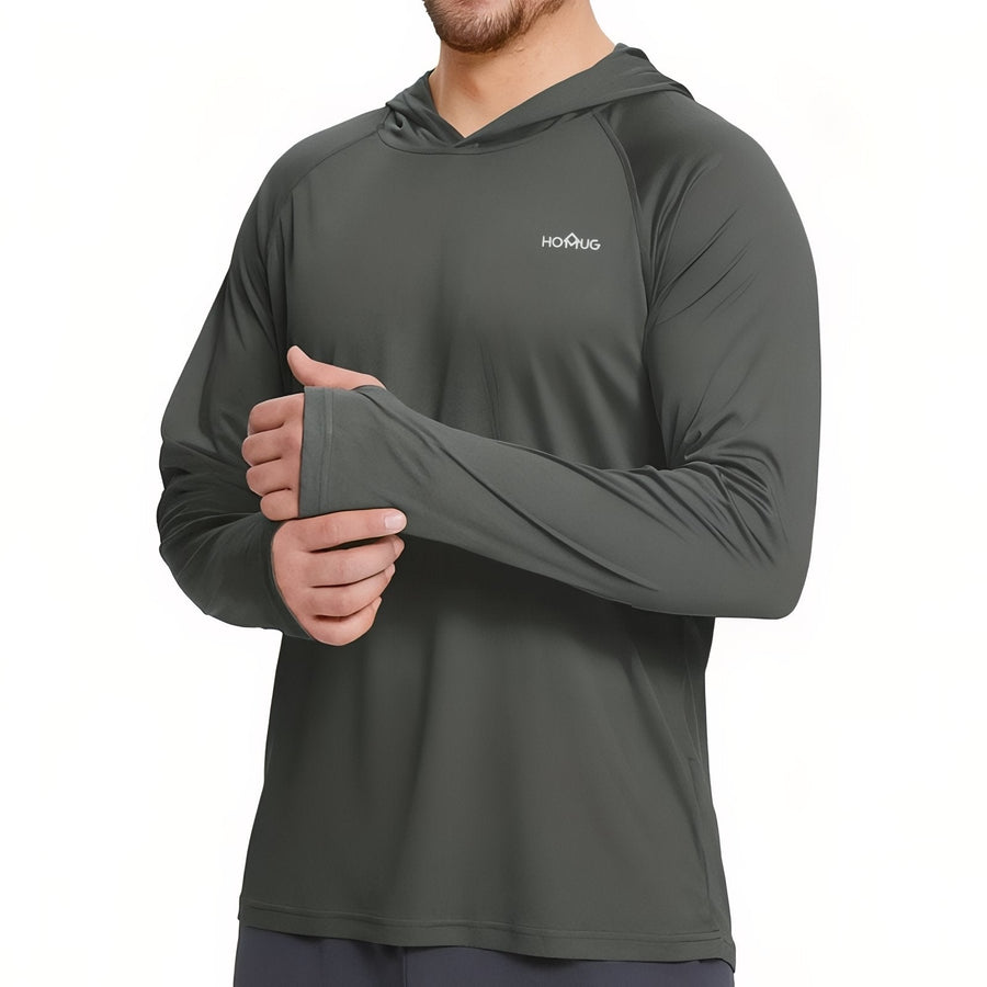 Men's UPF 50+ Hooded Sun Shirt for Hiking Trails - product view 12 | Buffalo Gears
