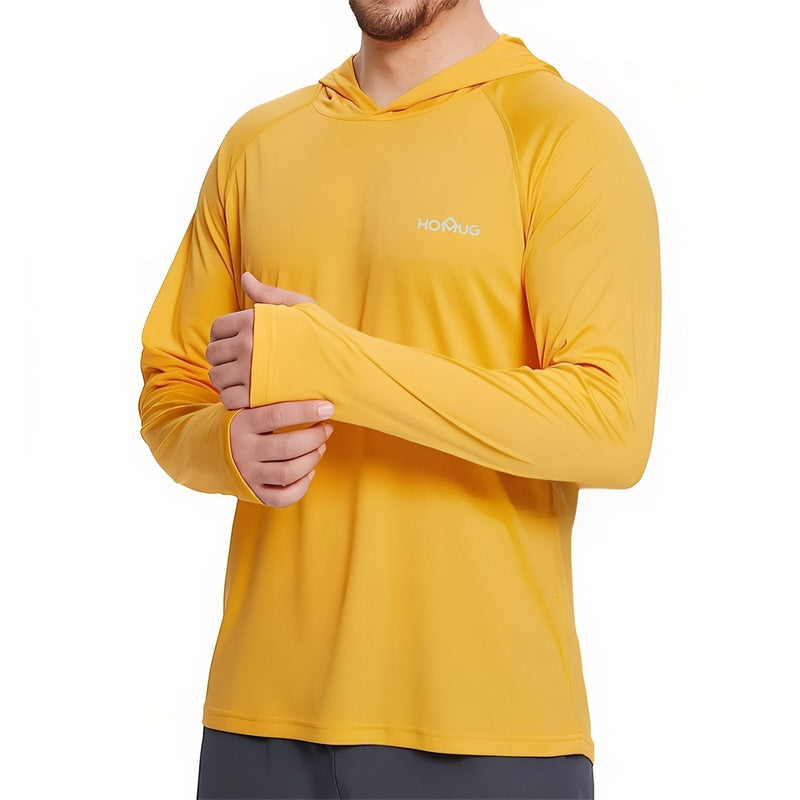 Men's UPF 50+ Hooded Sun Shirt for Hiking Trails - product view 13 | Buffalo Gears