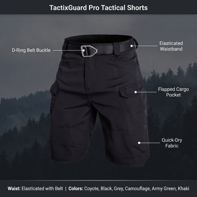 Men's Water-Resistant Ripstop Cargo Shorts for Trail Wear - product view 3 | Buffalo Gears