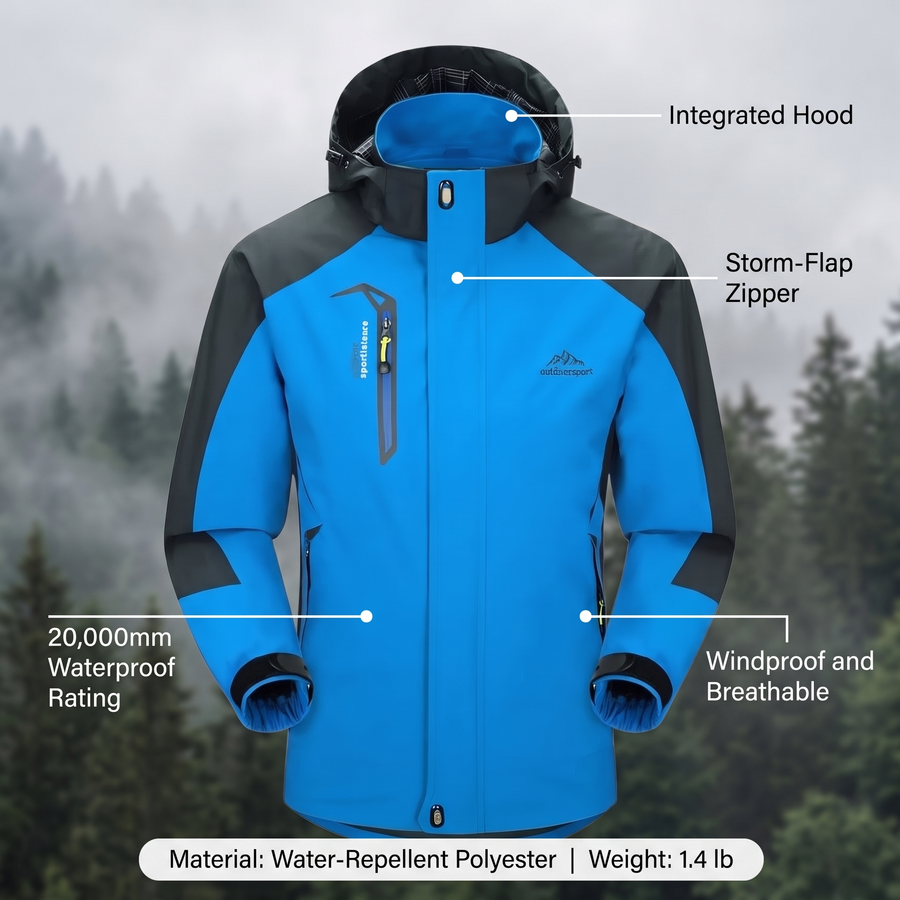 Men's Waterproof Breathable Windproof Hiking Shell - product view 19 | Buffalo Gears