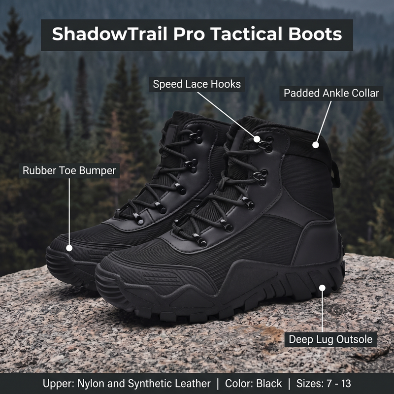 Men's Waterproof Combat Boots with Non-Slip Grip - product view 3 | Buffalo Gears