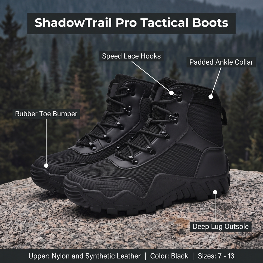 Men's Waterproof Combat Boots with Non-Slip Grip - product view 3 | Buffalo Gears