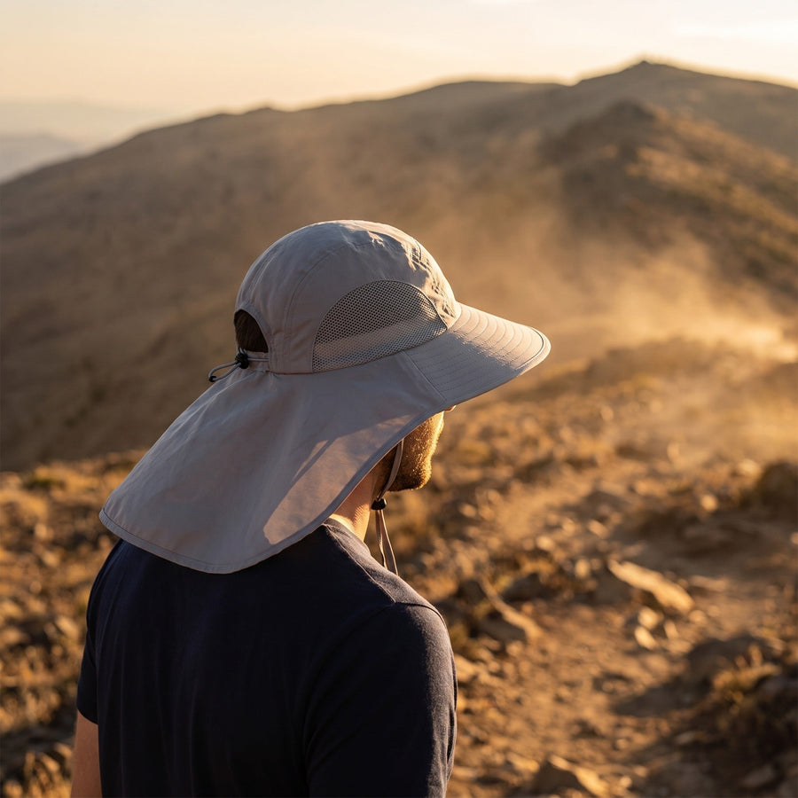 Men's Waterproof Wide-Brim Hat with Neck Flap - product view 3 | Buffalo Gears