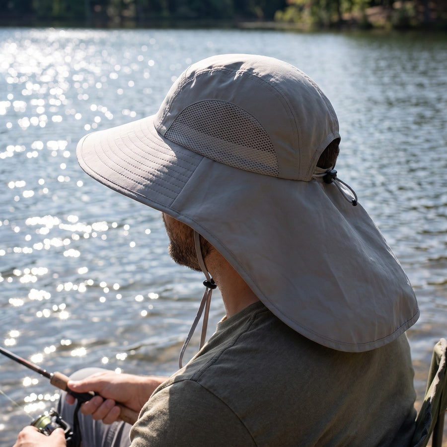 Men's Waterproof Wide-Brim Hat with Neck Flap - product view 5 | Buffalo Gears