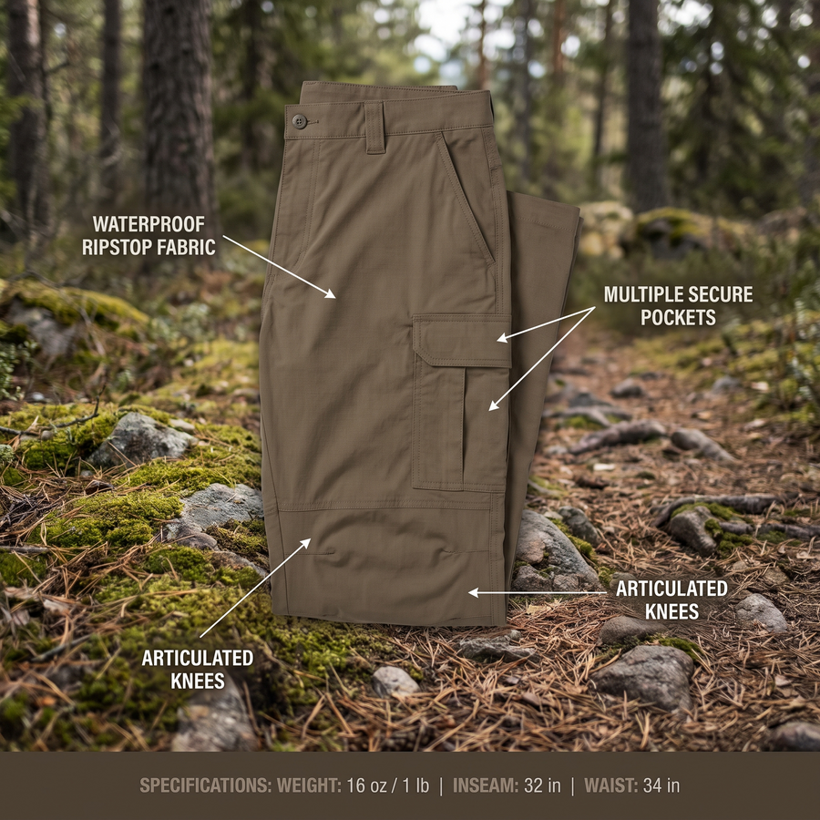 Men's Weather-Resistant Ripstop Cargo Trousers for Duty Wear - product view 3 | Buffalo Gears