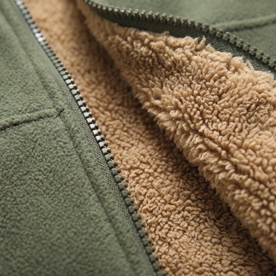 Men's Wool Hooded Winter Jacket with Pile Lining and Zip Front - product view 4 | Buffalo Gears