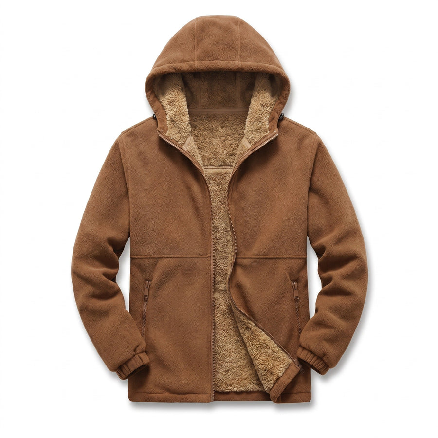 Men's Wool Hooded Winter Jacket with Pile Lining and Zip Front - product view 8 | Buffalo Gears