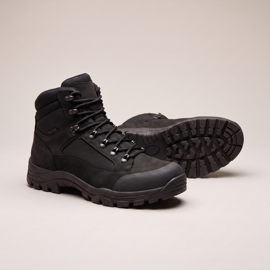 Men's Waterproof Mid-Cut Hiking Boots Ankle Support Grip Outsole - Black | Buffalo Gears
