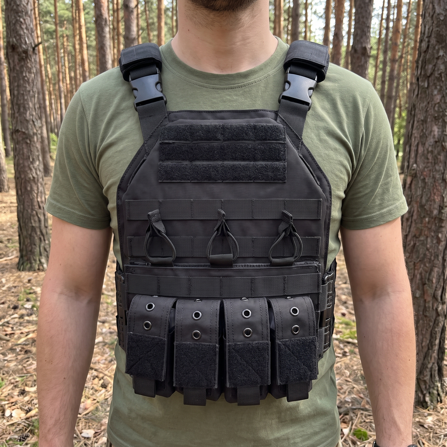 Modular MOLLE Plate Carrier Vest with Mag Pouches - product view 2 | Buffalo Gears
