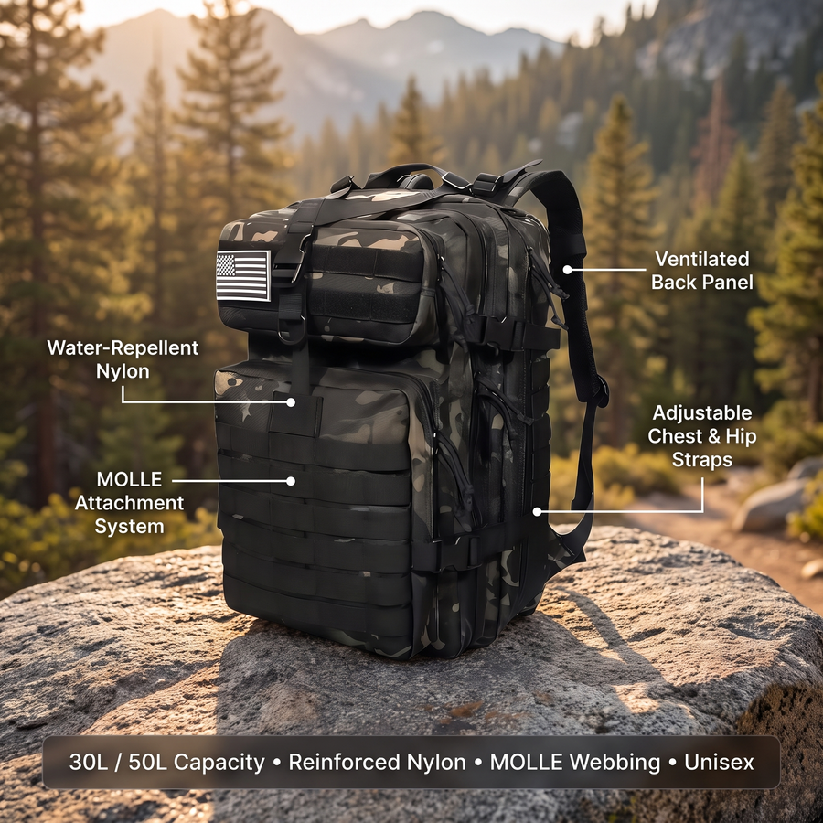 Modular Tactical Hiking Rucksack in 30L or 50L - product view 3 | Buffalo Gears