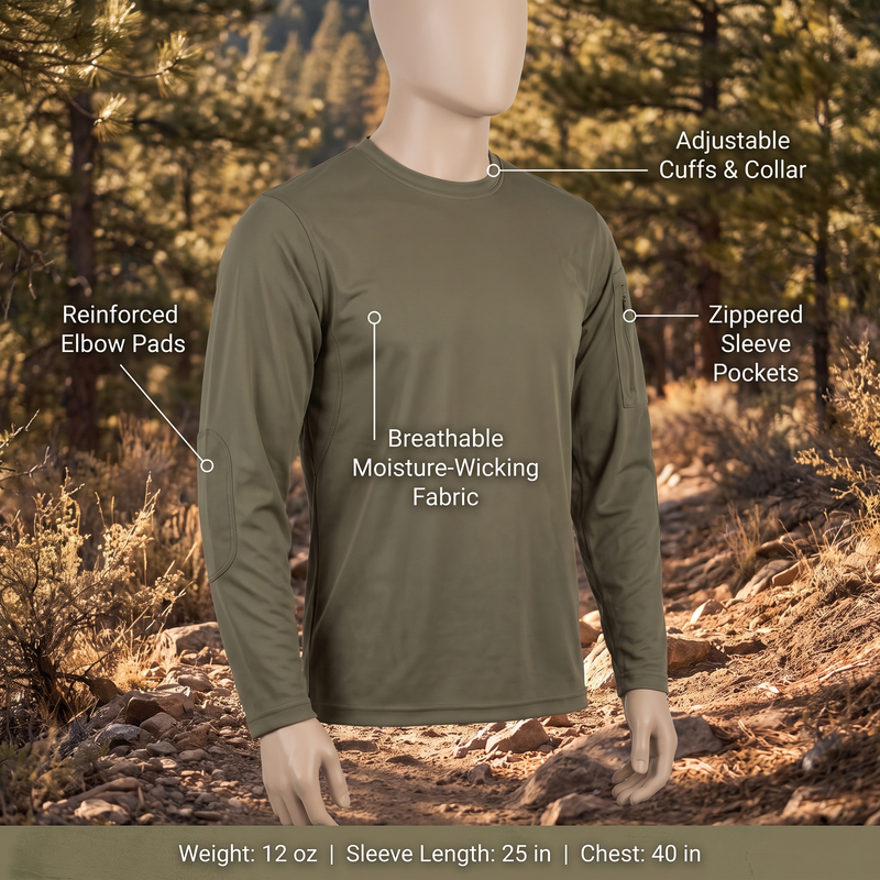 Moisture-Wicking Combat Shirt with Quarter-Zip Front - product view 3 | Buffalo Gears