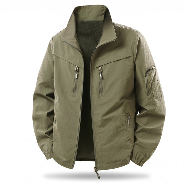 Nylon Cargo Jacket for Men with Arm Pockets