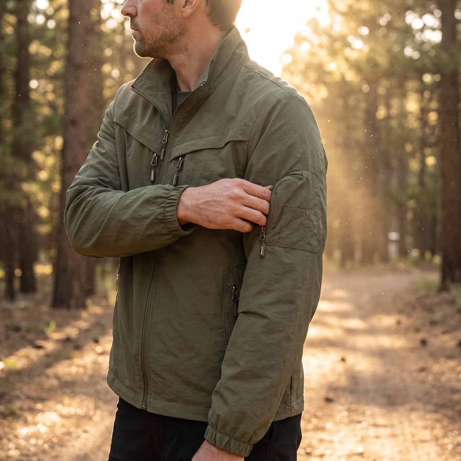 Nylon Cargo Jacket for Men with Arm Pockets - product view 2 | Buffalo Gears