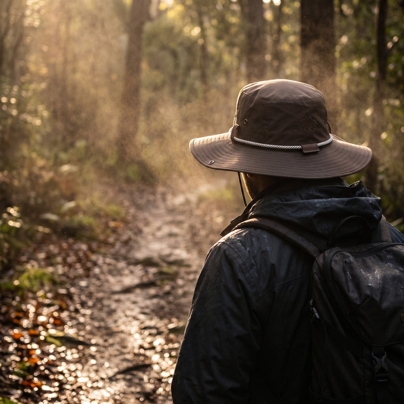 Packable Wide-Brim Rain Hat with Breathable Mesh Lining - product view 3 | Buffalo Gears