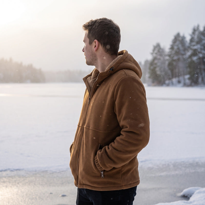 Padded Winter Jacket for Men with Hood and Pockets - product view 2 | Buffalo Gears