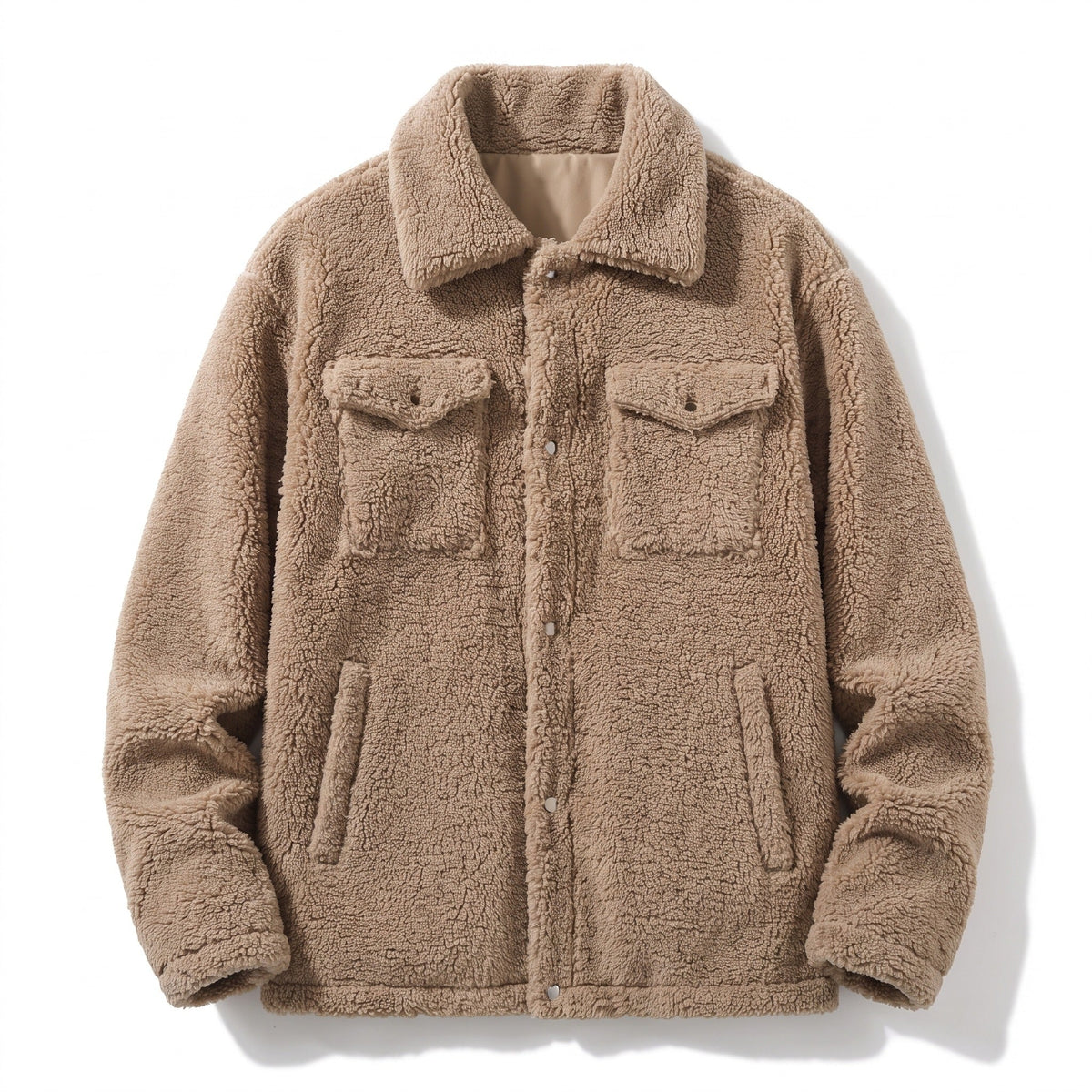 Plush Fleece Jacket for Men with Notch Lapel - product view 1 | Buffalo Gears
