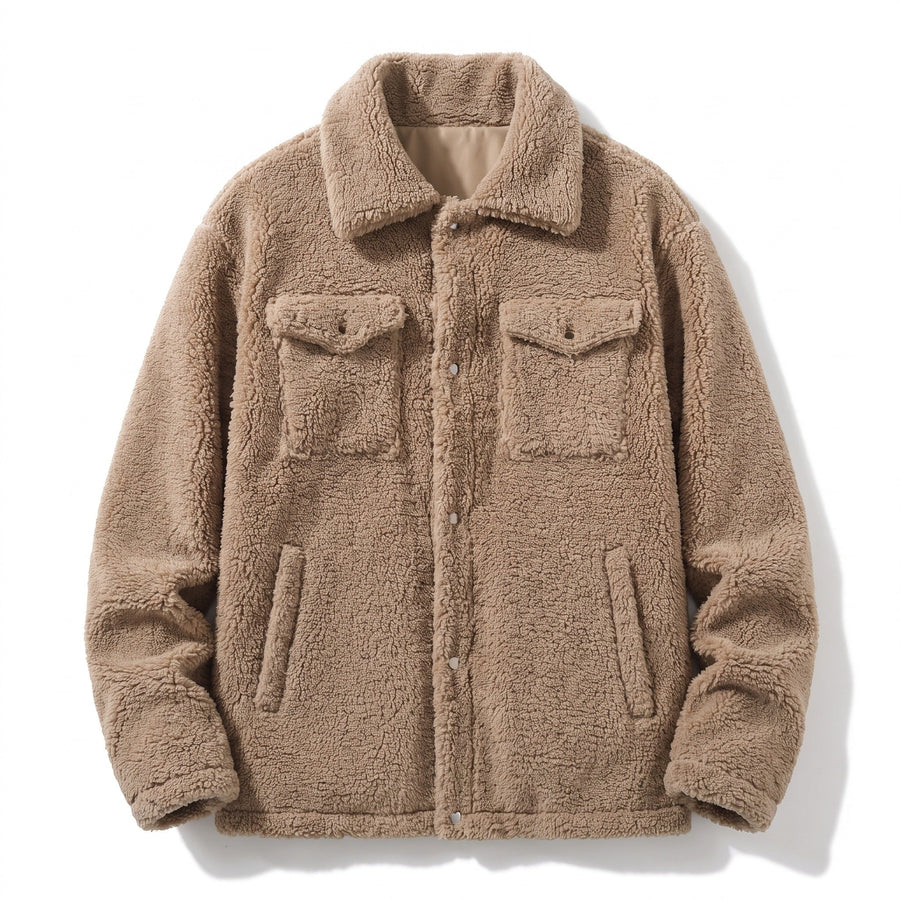 Plush Fleece Jacket for Men with Notch Lapel - product view 1 | Buffalo Gears