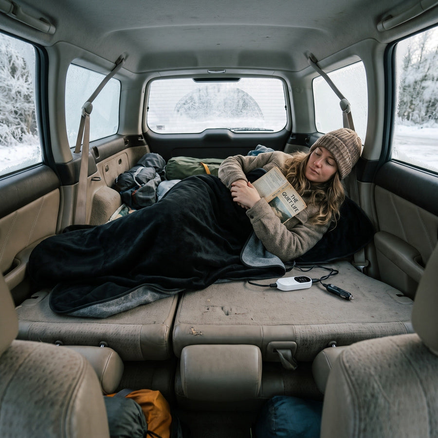 Plush Heated Car Blanket with 12V Lighter Socket Plug, 2 Sizes - product view 3 | Buffalo Gears