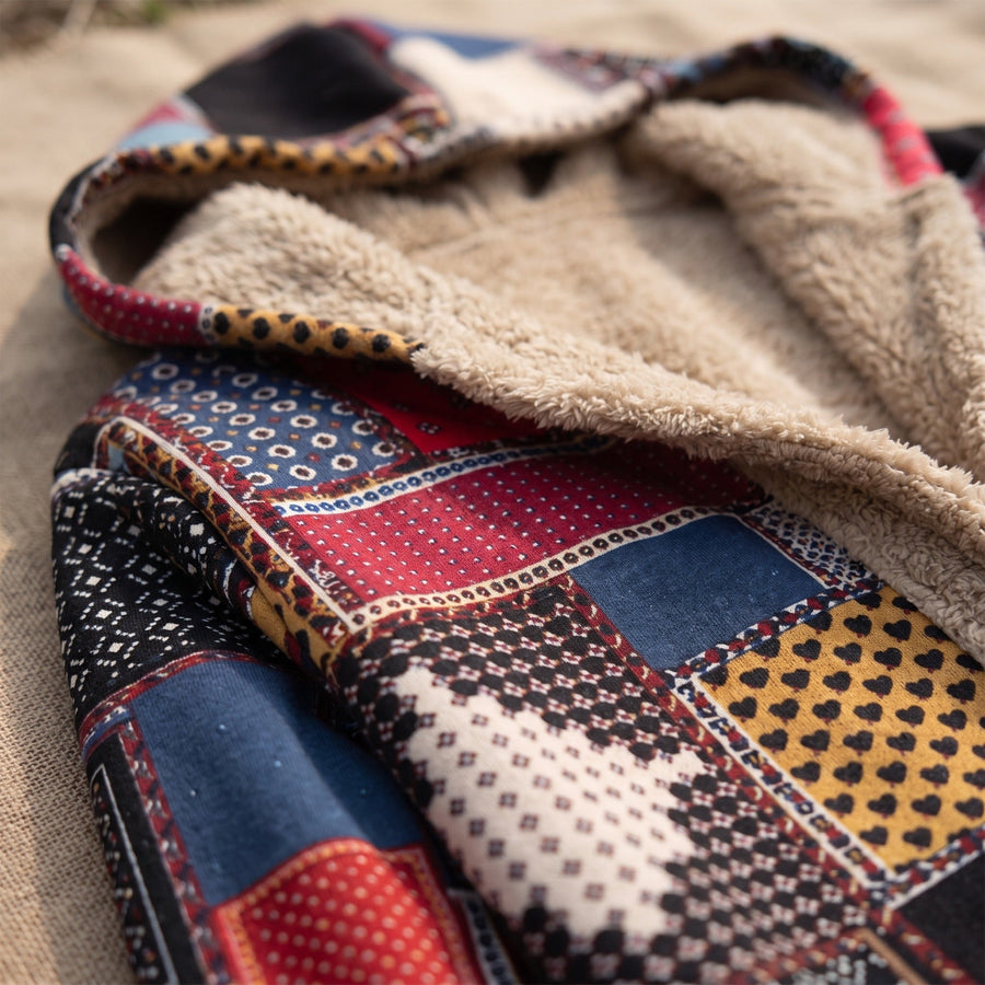 Plush Hoodie Jacket for Women with Geometric Print - product view 3 | Buffalo Gears