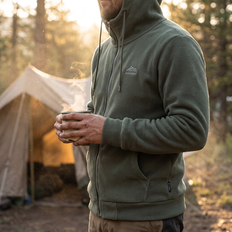 Polar Fleece Hooded Cardigan, Unisex Zip Through - product view 2 | Buffalo Gears
