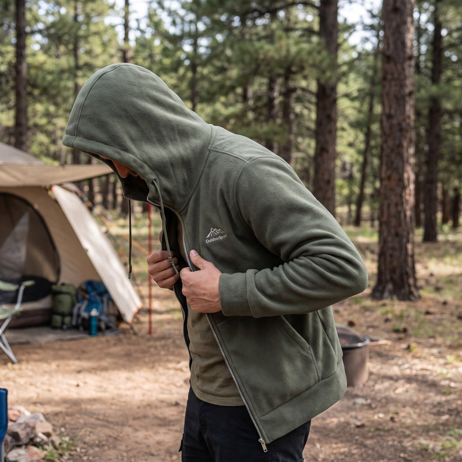 Polar Fleece Hooded Cardigan, Unisex Zip Through - product view 4 | Buffalo Gears