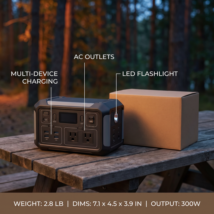 Portable Power Station with Built-In Radio & Torch - product view 3 | Buffalo Gears