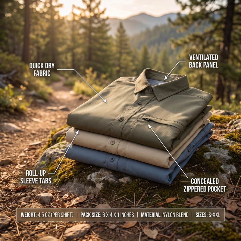 Quick-Dry Moisture-Wicking Base Layer Shirts, 3-Pack - product view 3 | Buffalo Gears