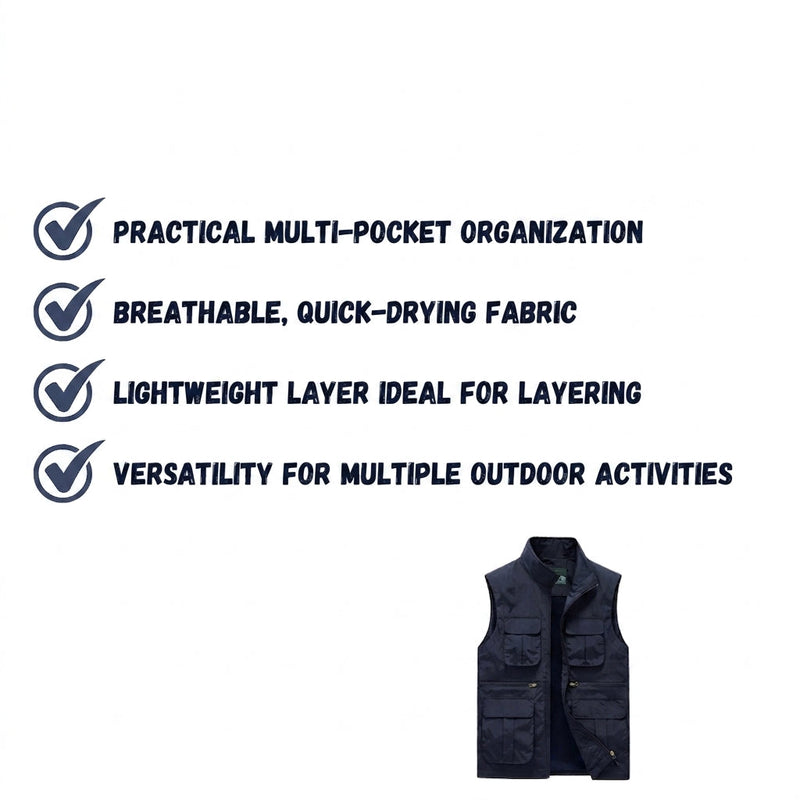 Quick-Dry Multi-Pocket Travel Gilet for the Outdoors - product view 3 | Buffalo Gears