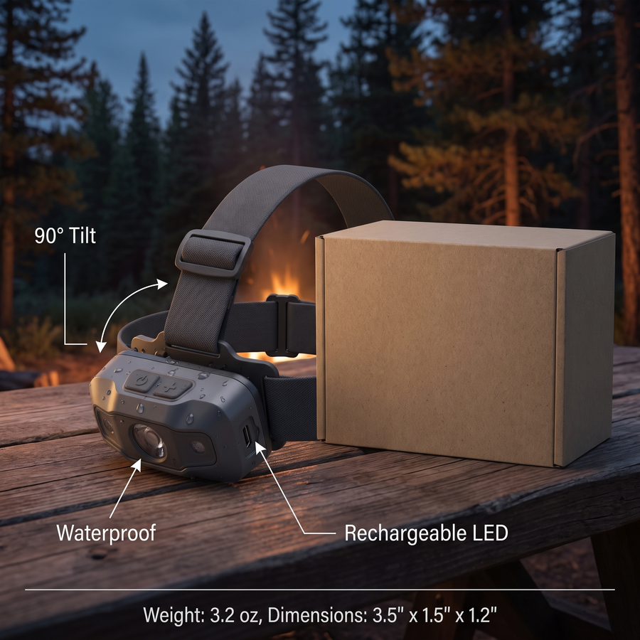 Rechargeable LED Headlamp with Wave Sensor Control - product view 3 | Buffalo Gears
