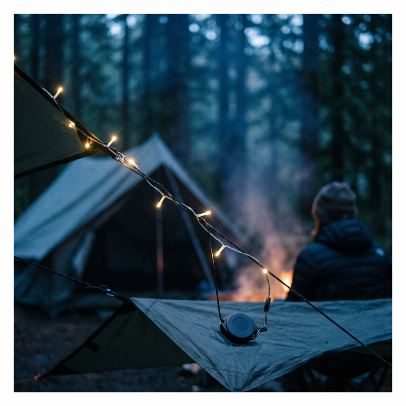 Retractable USB Rechargeable LED Camp String Lights - product view 2 | Buffalo Gears
