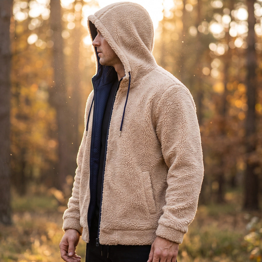 Reversible Teddy Fleece Jacket for Men with Hood - product view 2 | Buffalo Gears