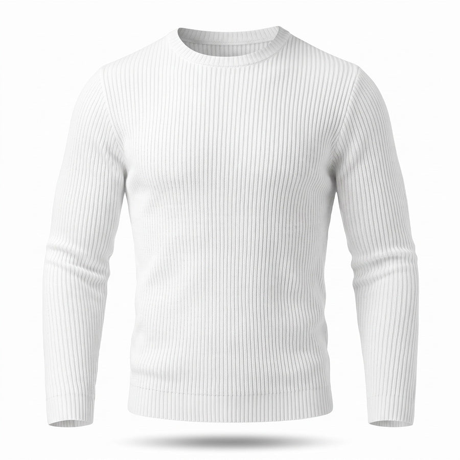 Ribbed Knit Top for Men, Long Sleeve Crew Neck - product view 1 | Buffalo Gears