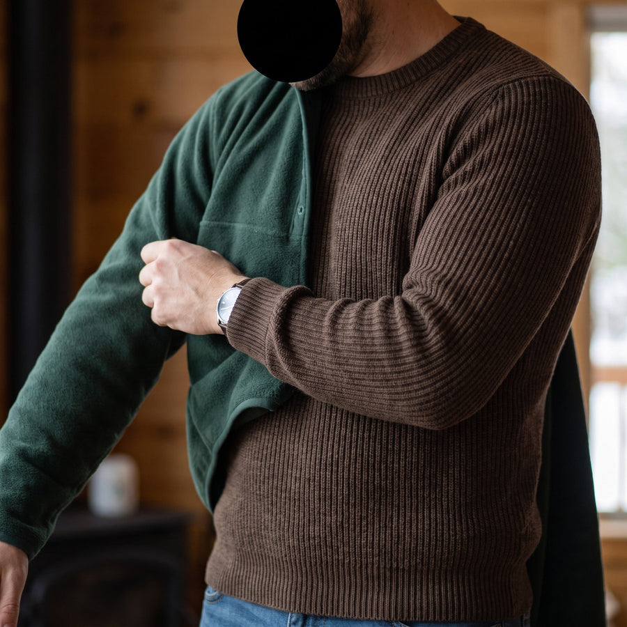 Ribbed Knit Top for Men, Long Sleeve Crew Neck - product view 4 | Buffalo Gears