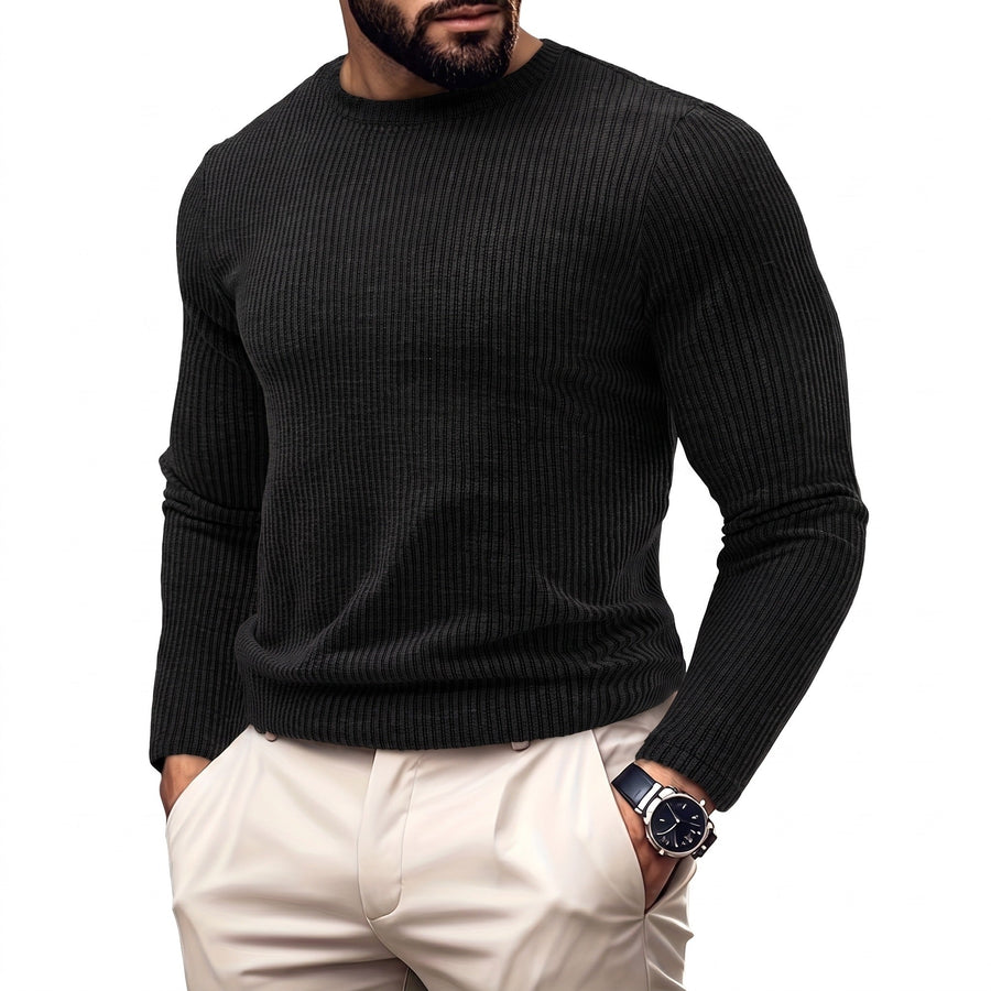 Ribbed Knit Top for Men, Long Sleeve Crew Neck - product view 5 | Buffalo Gears