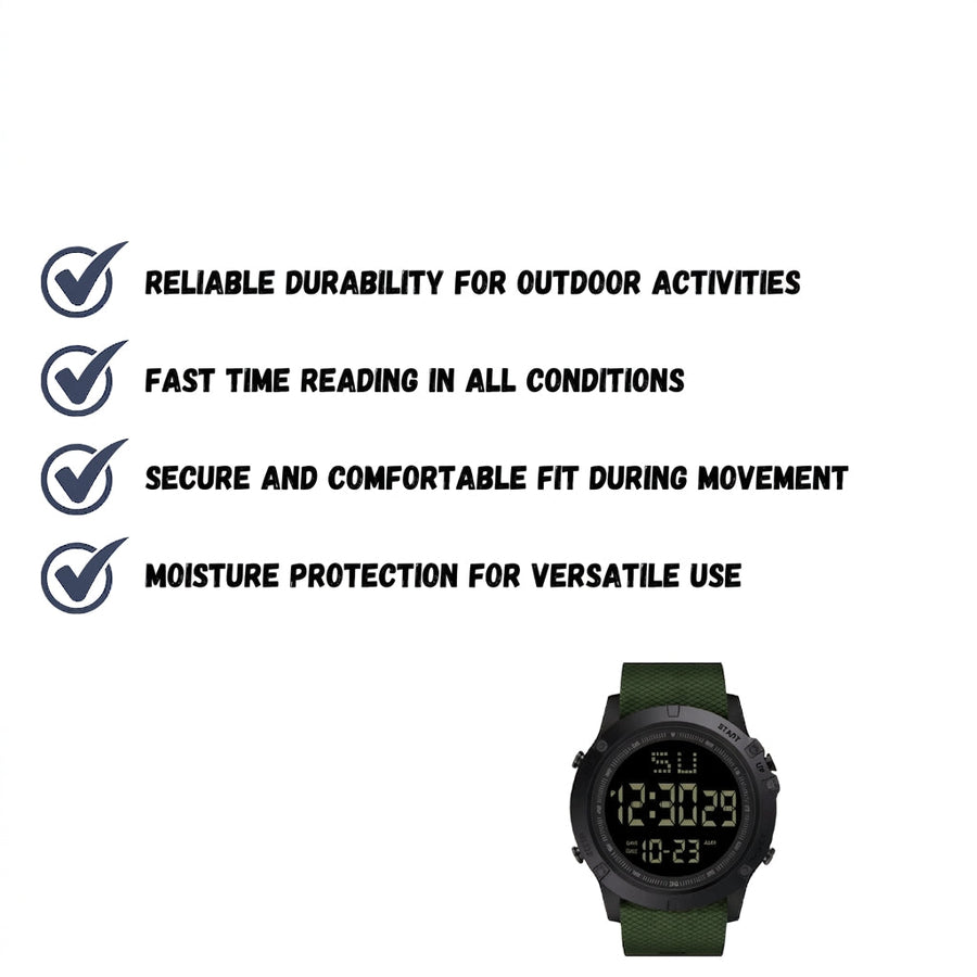 Rugged Waterproof Digital Watch for Hiking and Trekking - product view 3 | Buffalo Gears