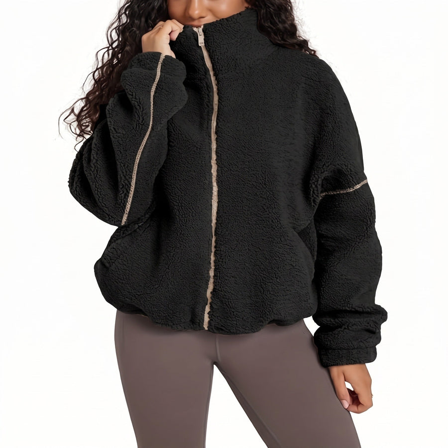 Sherpa Fleece Jacket for Women with High Funnel Collar - product view 5 | Buffalo Gears
