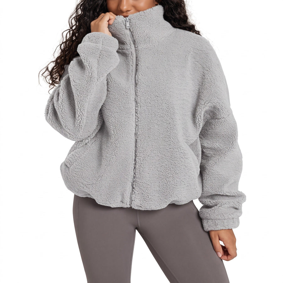 Sherpa Fleece Jacket for Women with High Funnel Collar - product view 7 | Buffalo Gears
