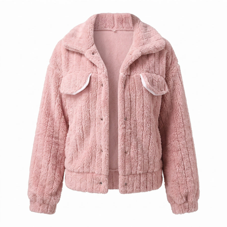Short Plush Jacket for Women with Notch Lapel - product view 1 | Buffalo Gears