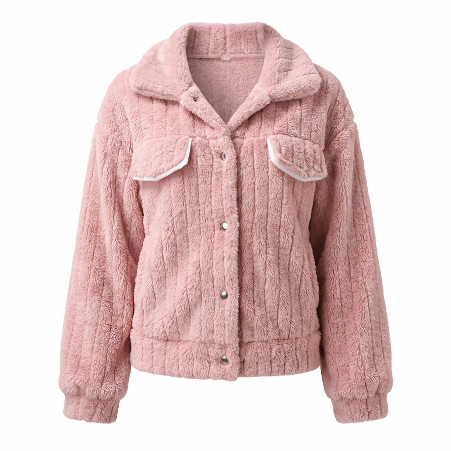 Short Plush Jacket for Women with Notch Lapel - product view 6 | Buffalo Gears