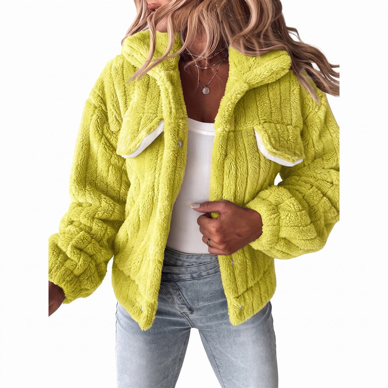 Short Plush Jacket for Women with Notch Lapel - product view 7 | Buffalo Gears