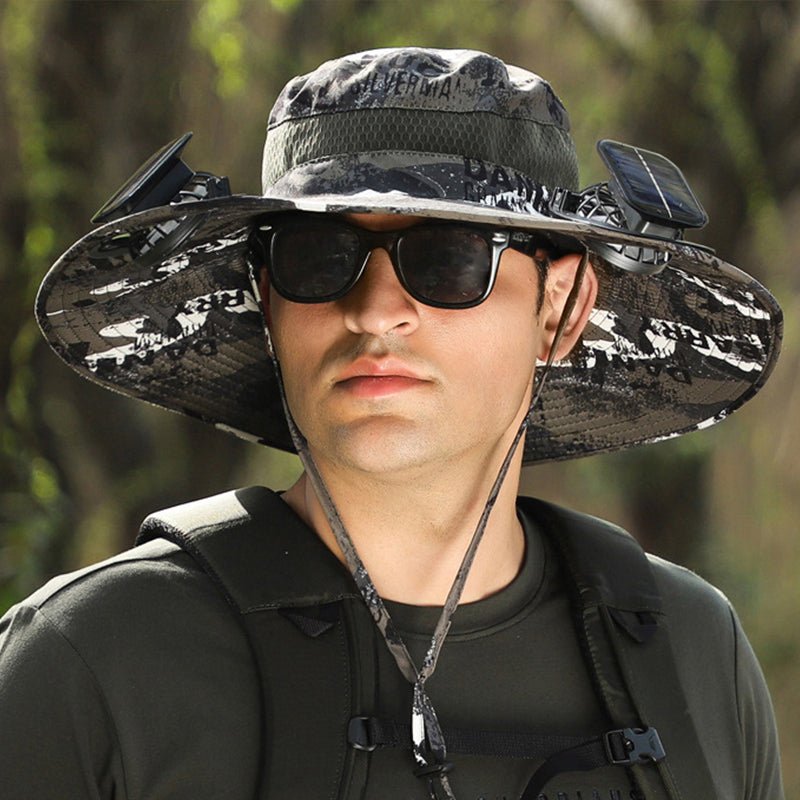 Solar Cooling Fan Sun Hat for Fishing and Garden Work - product view 7 | Buffalo Gears